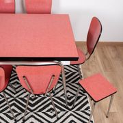 Extendable table and 6 chairs in Formica and stainless steel, brand FURANIA EUROPALU