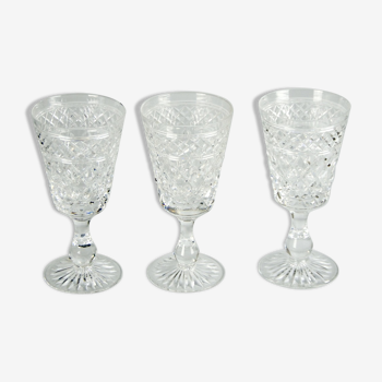 3 signed crystal water glasses