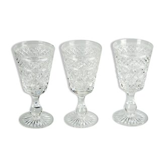 3 signed crystal water glasses