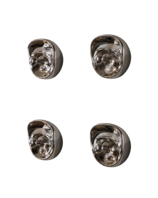 Space age set of 4 chrome plastic coat hangers, Olaf Von Bohr, Kartell Ital