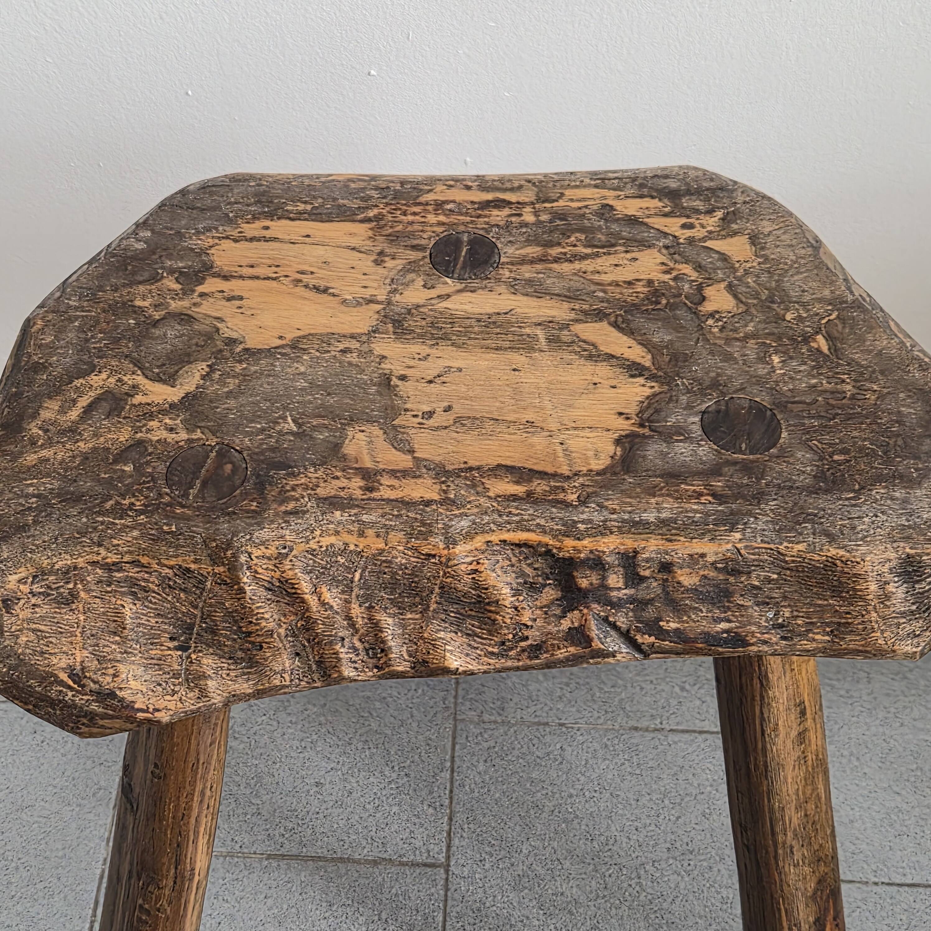 Pair of vintage brutalist stools from the 1970s.