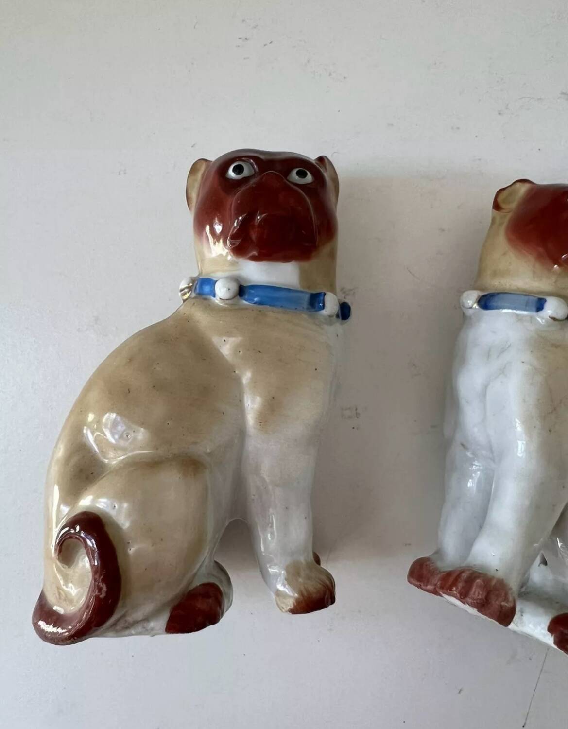 Pair of porcelain pugs Pug dog XIX Germany Saxony Meissen ?