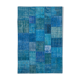 Hand-knotted oriental overdyed 205 cm x 305 cm blue patchwork carpet
