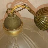 Glass chandelier France Art Deco 1930 Suspension in beige colored glass paste