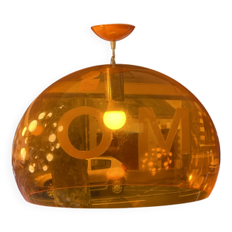 Orange FLY pendant light by Kartell, by Ferrucio Laviani