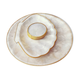 Mother-of-pearl and brass ensemble