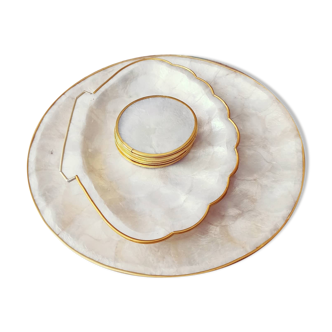 Mother-of-pearl and brass ensemble