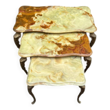 Onyx and brass nesting coffee table