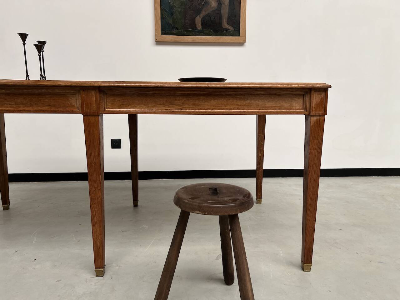 Small old oak farm table with 6 legs