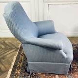 Paire de fauteuils crapauds Napoleon III tapisserie bleue - France 19eme siècle