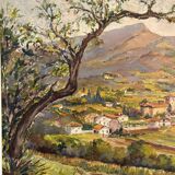 Oil on panel View of a village in the South of France signed A. Adam 1962