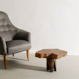 Vintage French Free Form Wooden Side Low Sculptural Table, 1960s