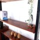 Vintage teak shelving system in 60s-70s style, retro style.