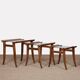 Suite de 3 tables gigognes en noyer par Maxime Old, circa 1940