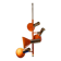 Suspension vintage 4 spots / lustre orientable, acier chromé & laqué orange, Design Space Age, 70s