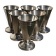 6 conical silver-plated metal bowls with hallmarks / Art Deco stemmed glasses