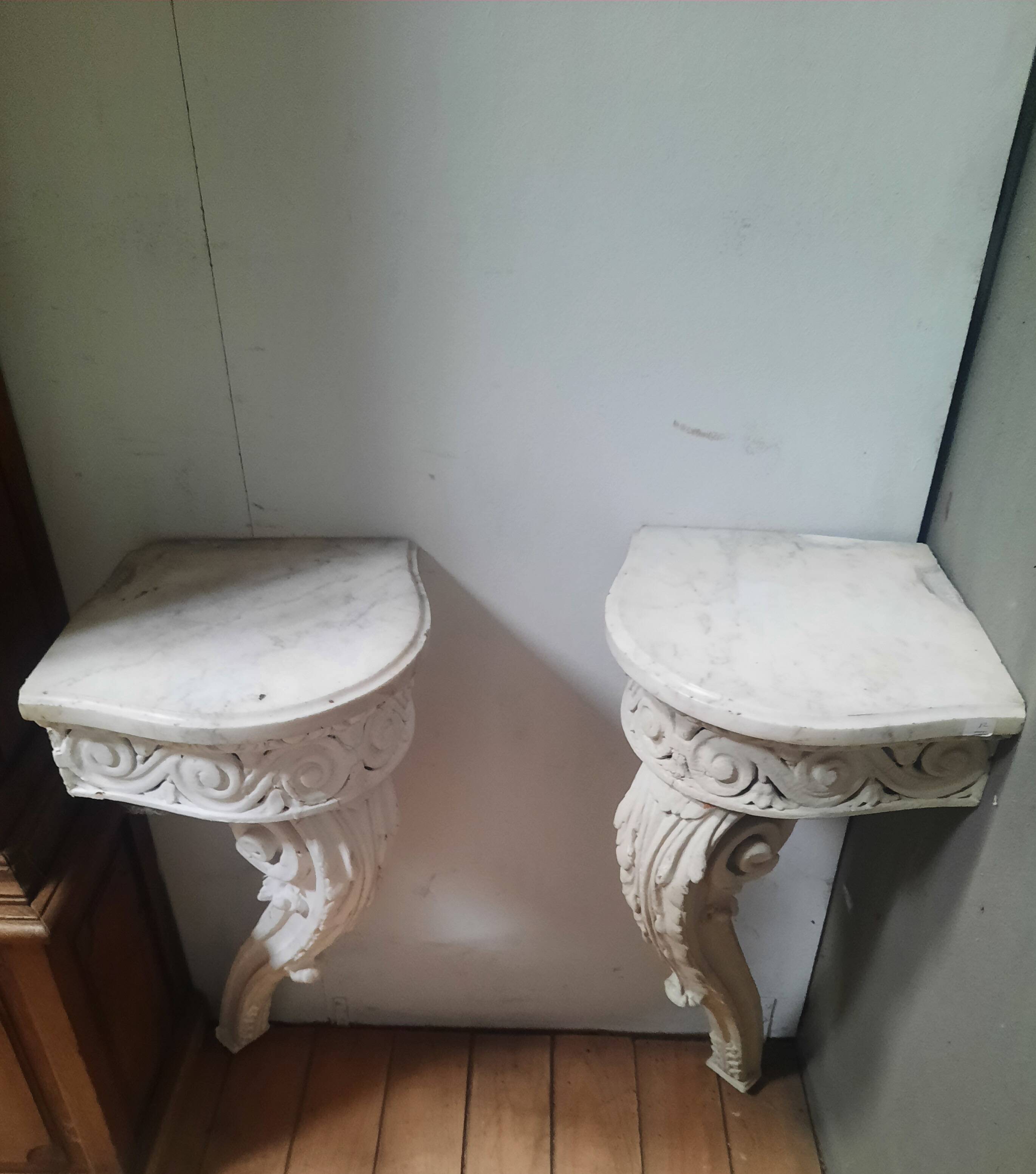 Pair of corner consoles in Louis XV style