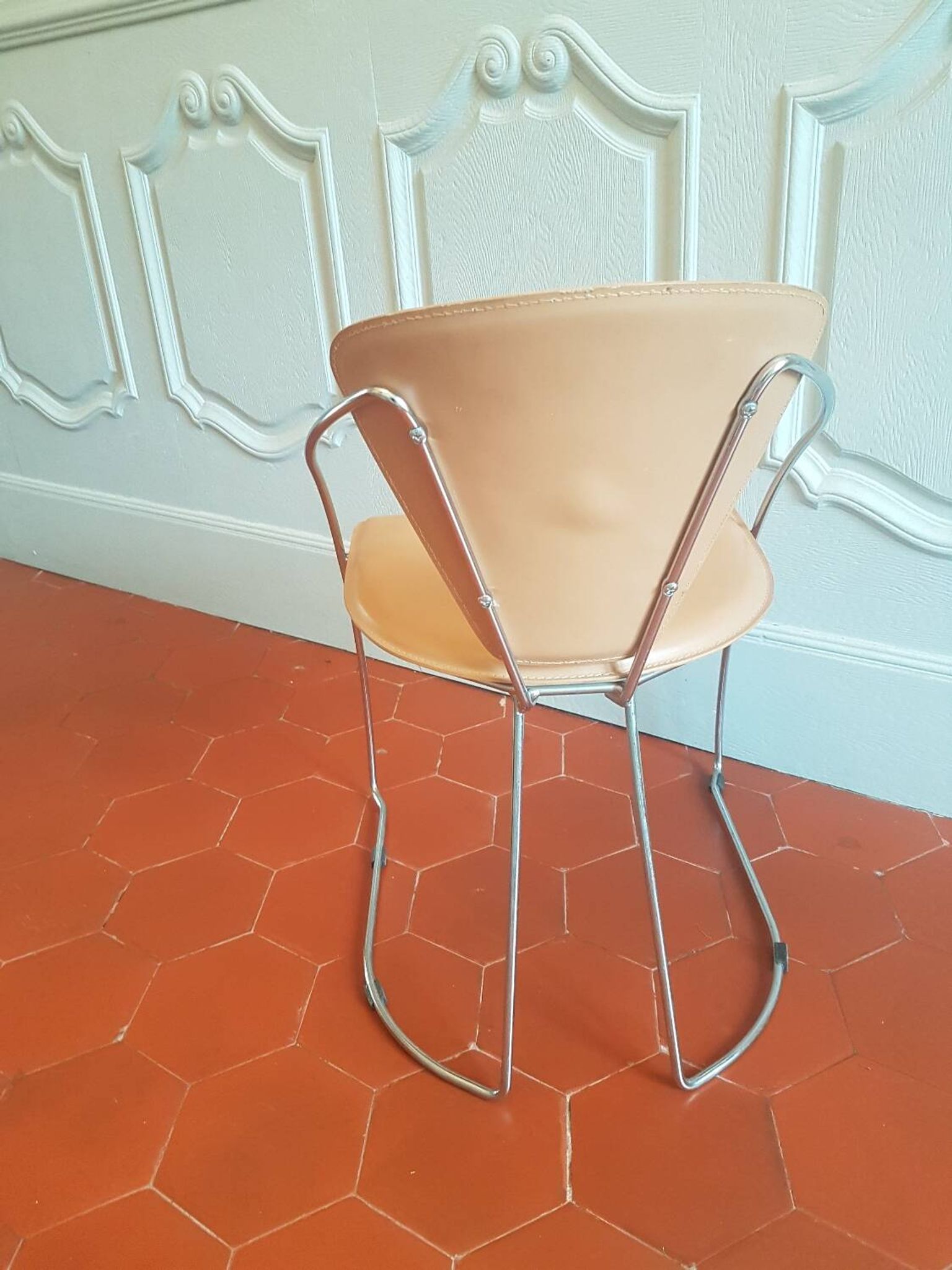 Chrome and leather chair Linda by Arrben