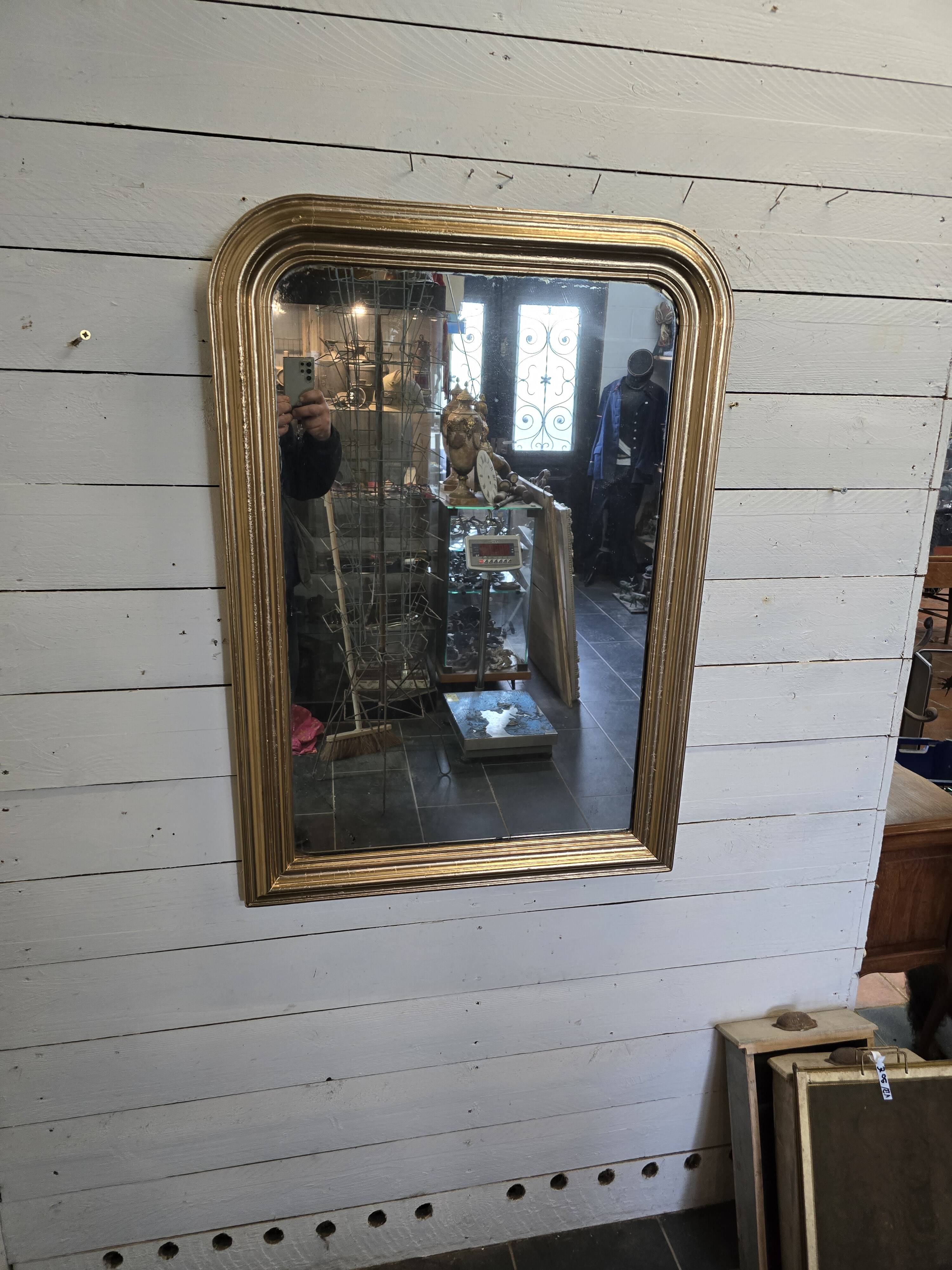 Old Louis Philippe style gilded mirror with mercury mirror