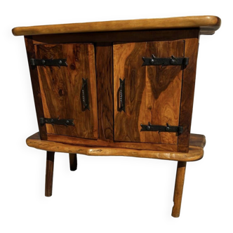 Bar sideboard in solid olive wood from Maison Skela 1960