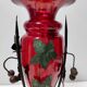 Ruby Red Murano Glass Vase with Iron Grape Vines Ascribable to Umberto Bell