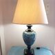 Large ceramic lamp base in blue, gold and black