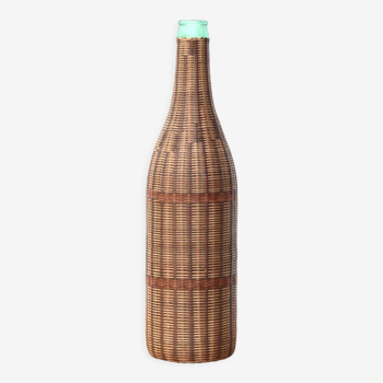 Wicker-covered glass bottle, 60s