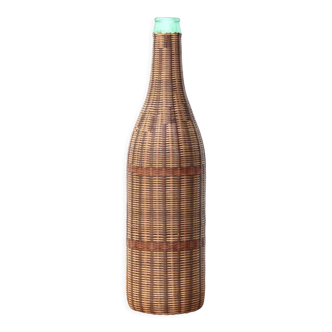 Wicker-covered glass bottle, 60s