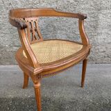 American office chair Louis XVI style wood and caning 1900