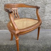American office chair Louis XVI style wood and caning 1900