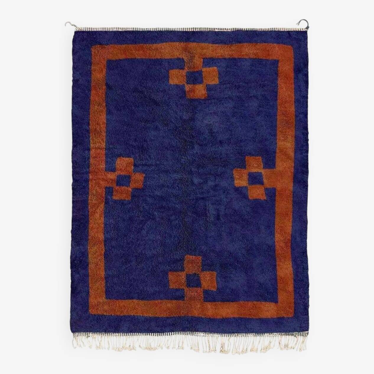 Large orange and blue rug 320/270cm Handmade (ATLAS)