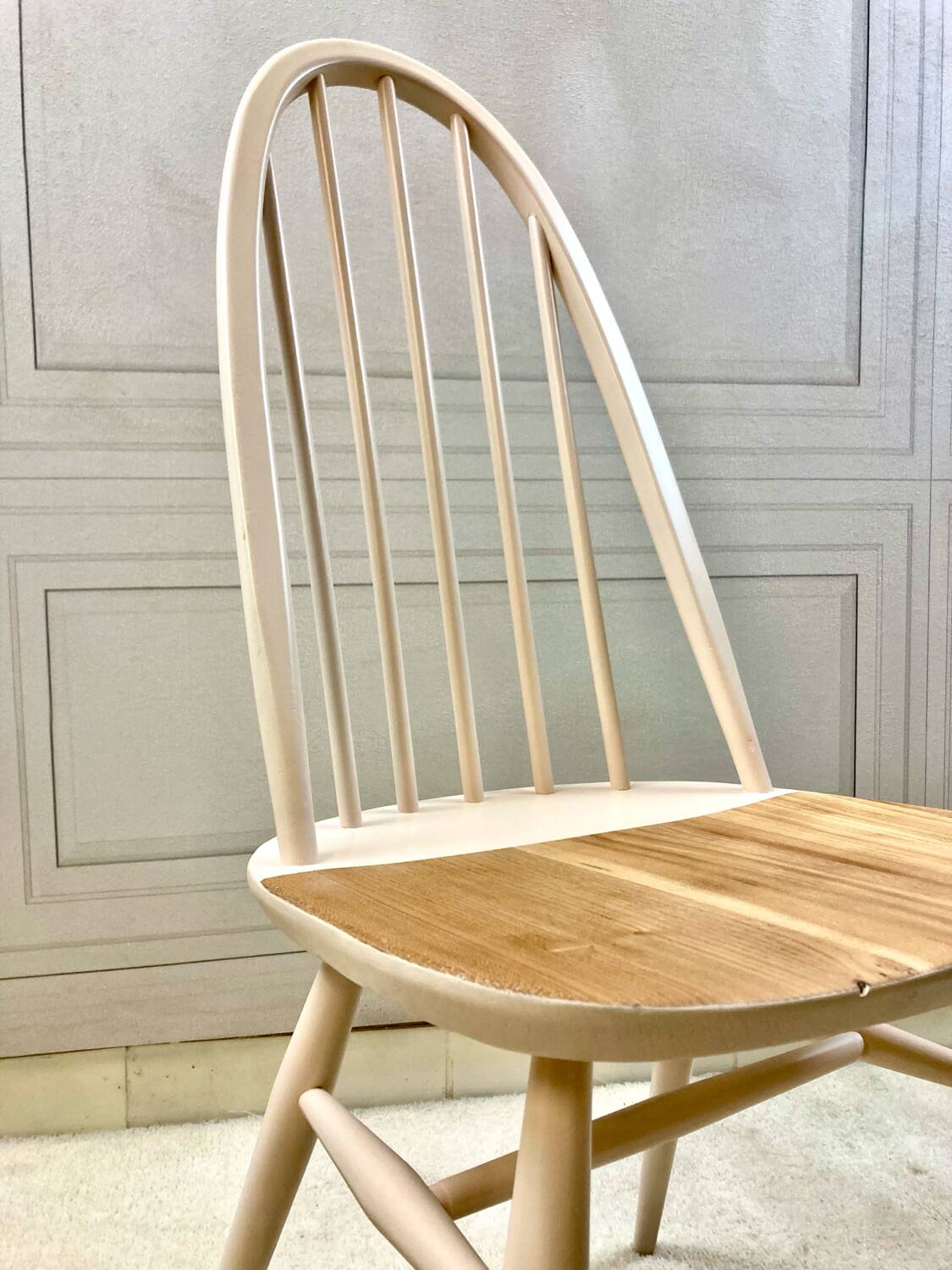 Renovated vintage Ercol Quaker chairs – cream white shade