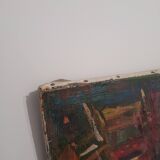 Table Painting Old Abstract Composition Abstraction XXth Signed