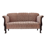 1960s, 3-seater Danish sofa, original salmon pink furniture velour.