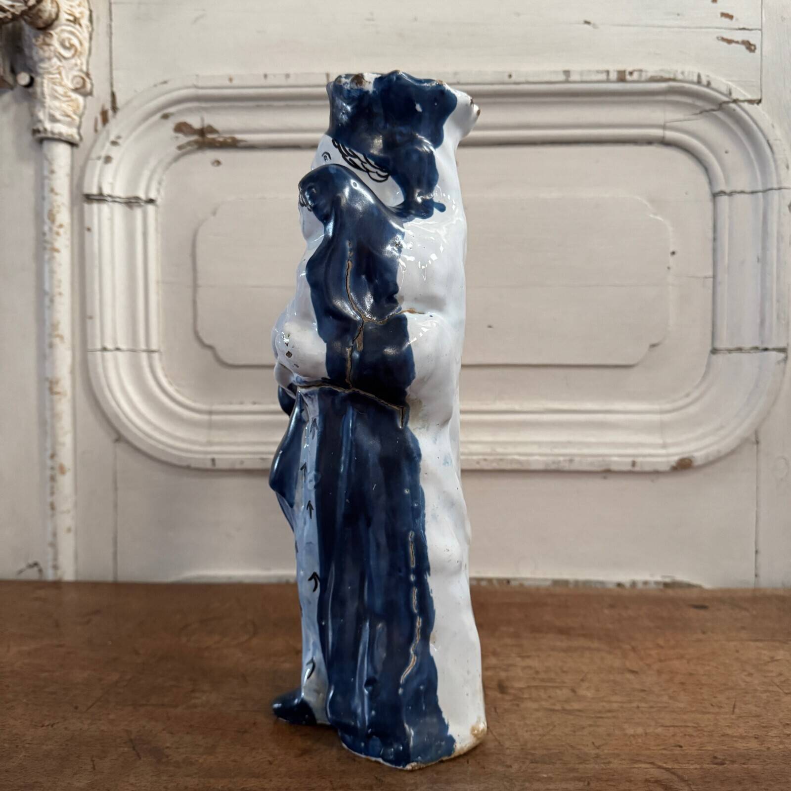 Virgin and Child, 18th century, blue background, ermine decoration