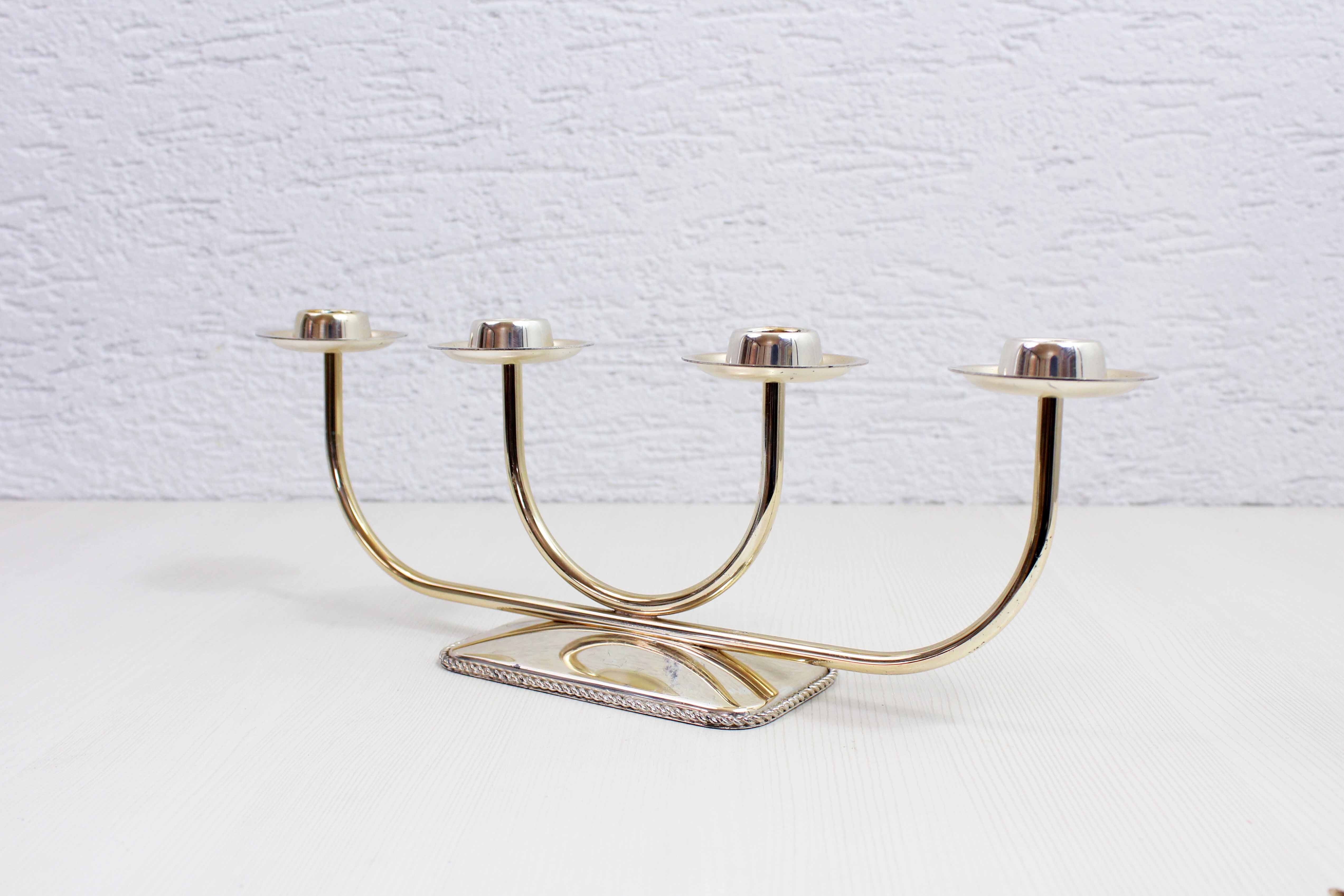 Silver metal candle holder