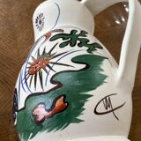 Pichet en céramique, décor marin mid century