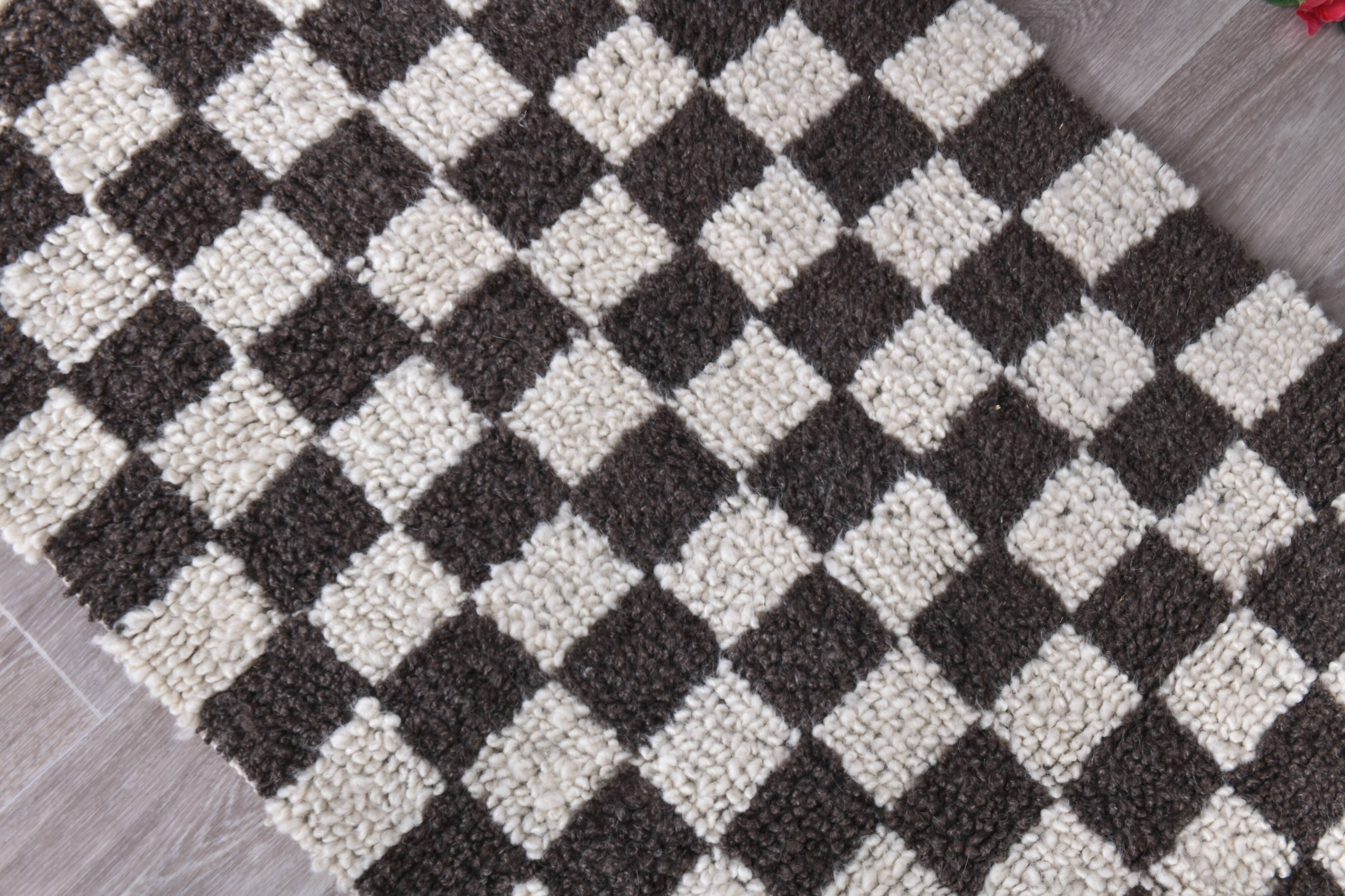 Brown White Vintage Runner Rug 69x249Cm SK 241394