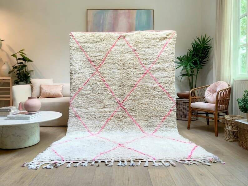 Handmade traditional beni ourain rug size 100 x 300 cm