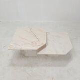Set of 2 italian marble side tables, 1980's