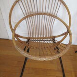 Shell armchairs in rattan and metal year 60