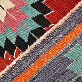 5x9 Red & Green Geometric Tribal Vintage Kilim Rug, 170x267Cm