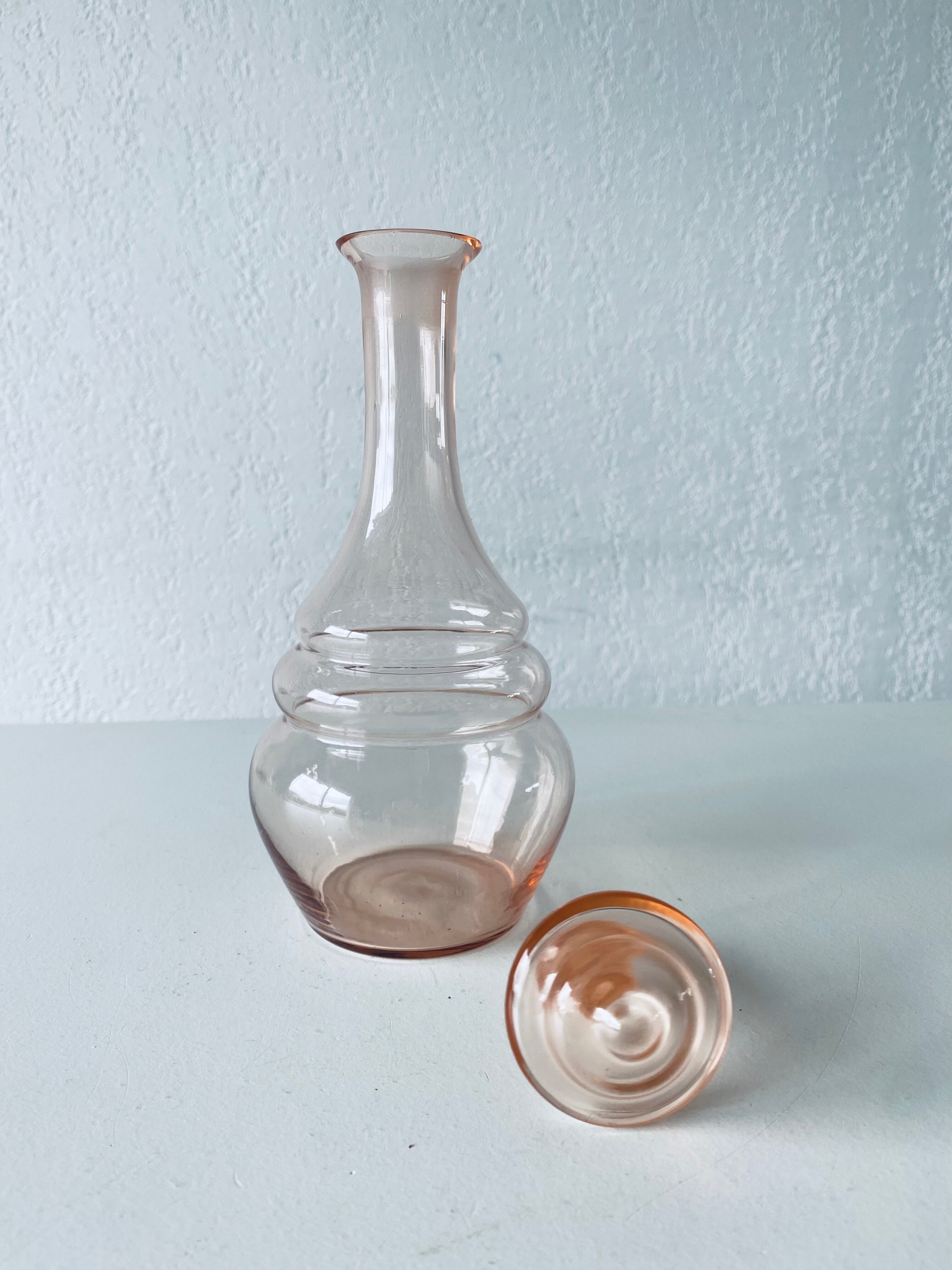 Pink glass decanter