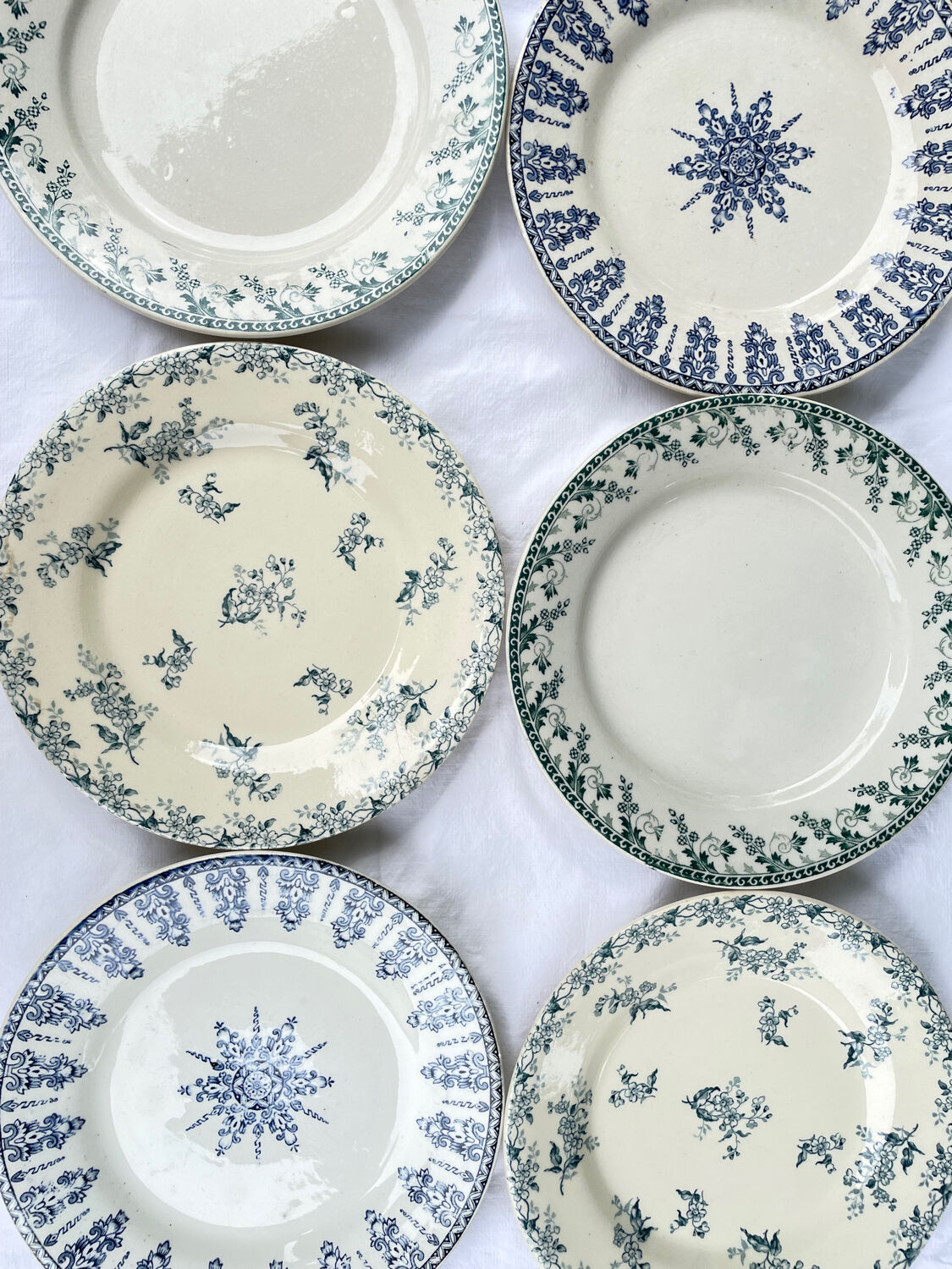 6 Mismatched Gien Iron Earth Dessert Plates