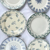 6 Mismatched Gien Iron Earth Dessert Plates