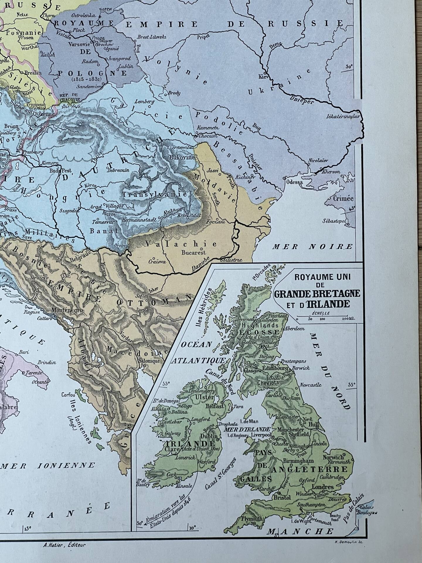 Original map of Europe in 1815 - 37x27cm - 1908