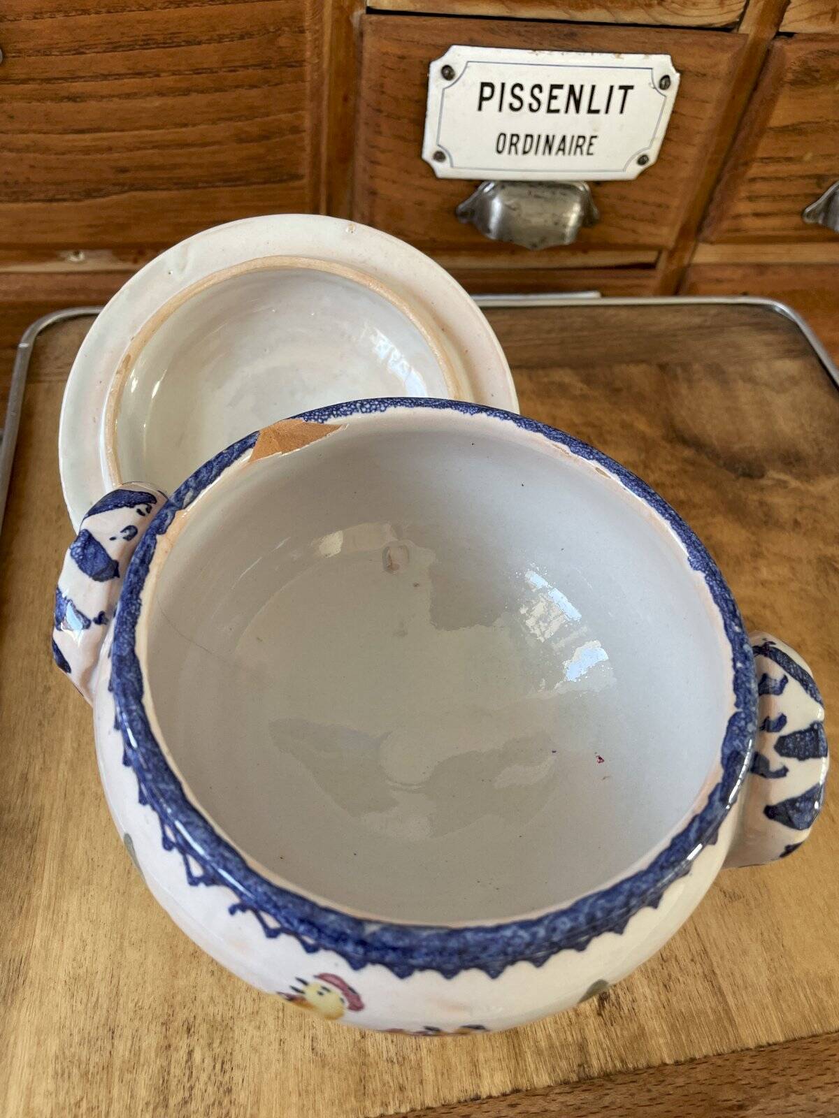 Antique terracotta and earthenware soup tureen