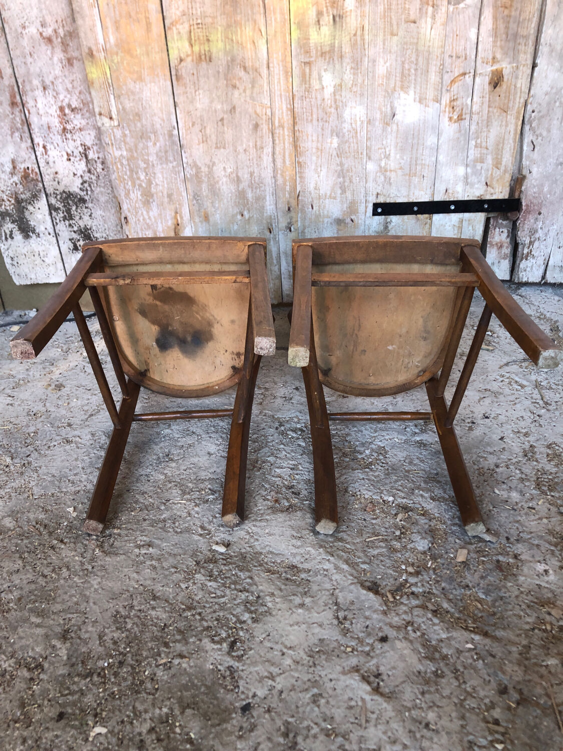 Pair of wooden bistrot chairs vintage