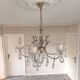 Vintage brass and crystal pendant chandelier with 6 lights