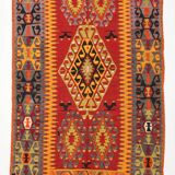 Turkish Red & Orange Tribal Vintage Kilim Rug, 168x295Cm